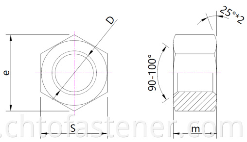 Hexagon nuts dimension drawing